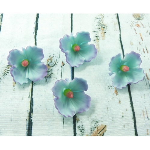 Kwiaty cukrowe malwa niebieska do dekoracji tortu 4 sztuki